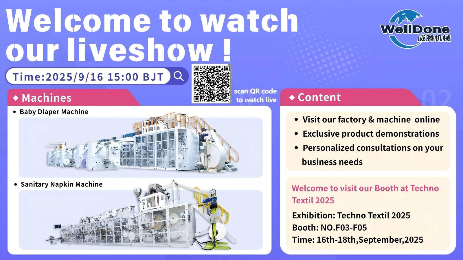 Join Welldone’s Livestream & Techno Textil 2025 Exhibition!